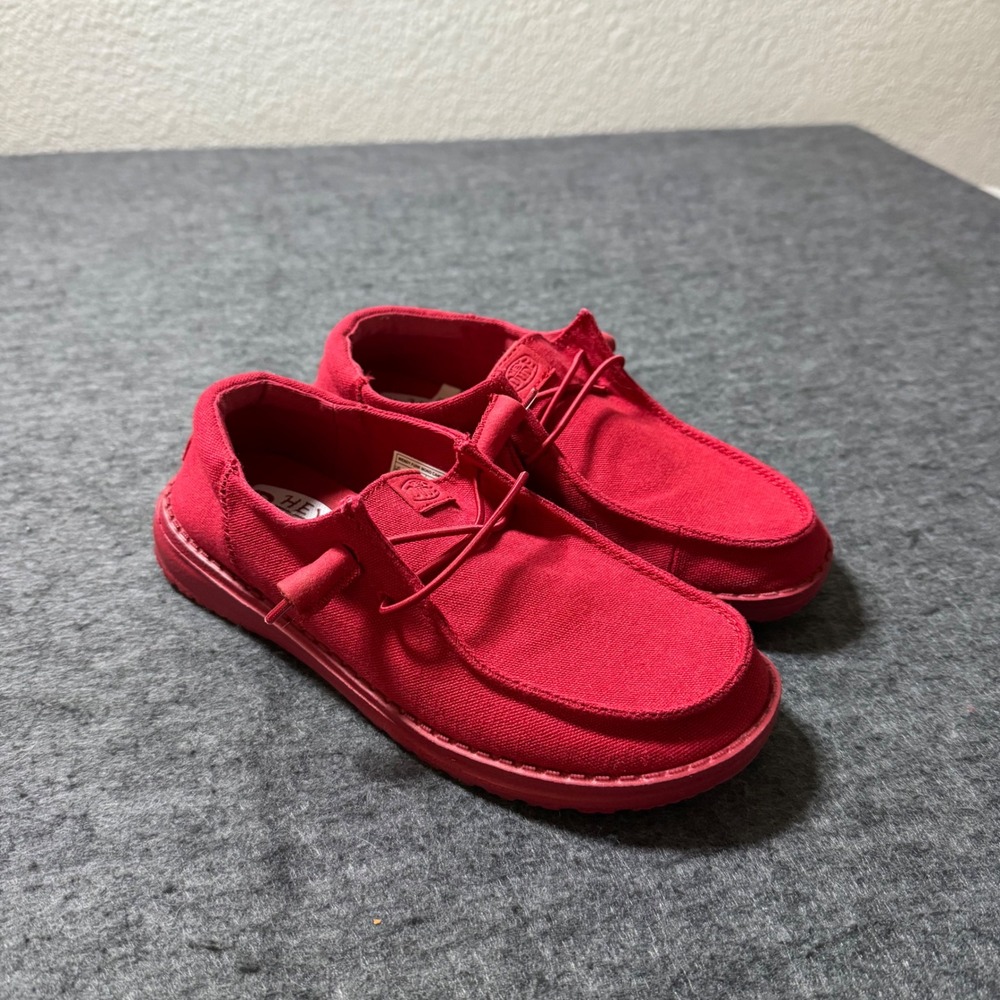 Hey Dude Wendy Funk Mono Canvas Varsity Red Slip On Loafers 43302-6WC Womens 5